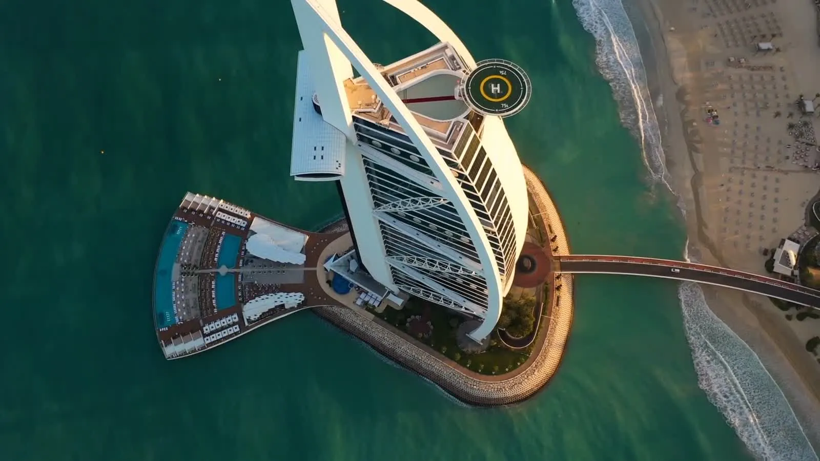 Aerial view of the Dubai coastline